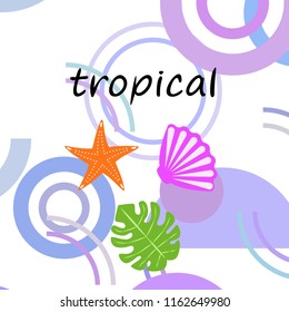 starfish shell tropical plant vector background