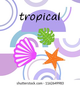starfish shell tropical plant vector background