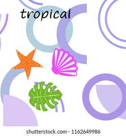 starfish shell tropical plant vector background