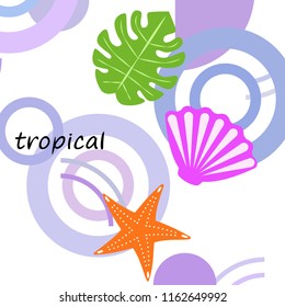 starfish shell tropical plant vector background