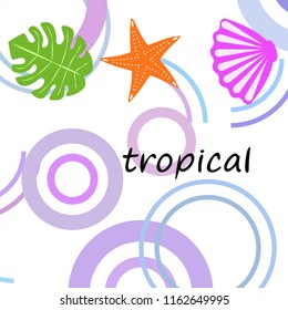 starfish shell tropical plant vector background