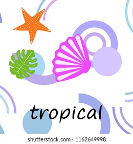 starfish shell tropical plant vector background