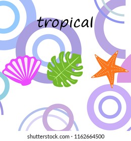 starfish shell tropical plant vector background