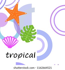 starfish shell tropical plant vector background