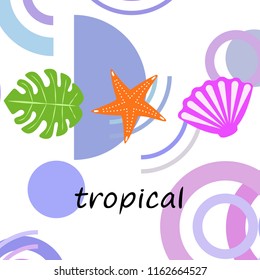 starfish shell tropical plant vector background