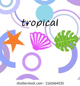 starfish shell tropical plant vector background