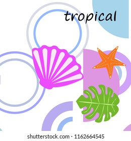 starfish shell tropical plant vector background
