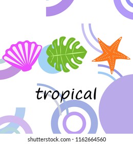 starfish shell tropical plant vector background
