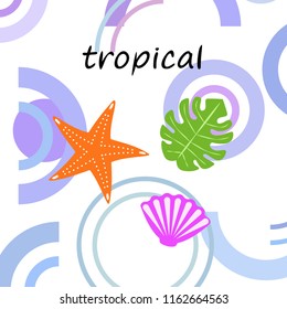 starfish shell tropical plant vector background starfish shell tropical plant vector background