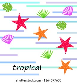 starfish shell tropical plant vector background