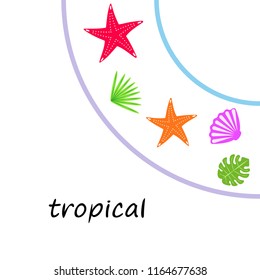 starfish shell tropical plant vector background