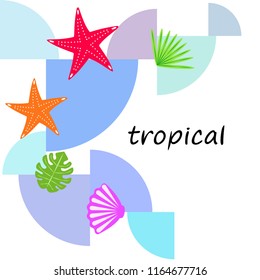 starfish shell tropical plant vector background