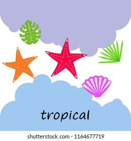 starfish shell tropical plant vector background
