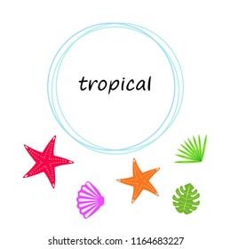 starfish shell tropical plant vector background