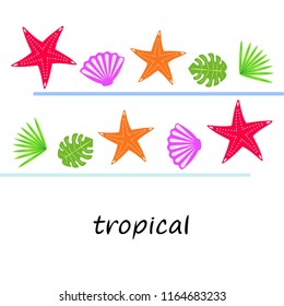 starfish shell tropical plant vector background