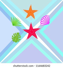 starfish shell tropical plant vector background