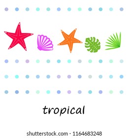 starfish shell tropical plant vector background