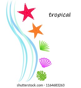 starfish shell tropical plant vector background