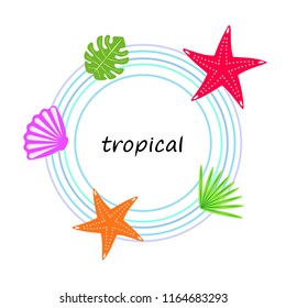 starfish shell tropical plant vector background