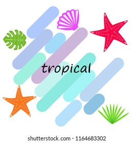 starfish shell tropical plant vector background