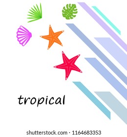 starfish shell tropical plant vector background