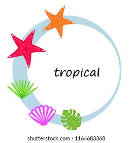 starfish shell tropical plant vector background