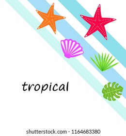 starfish shell tropical plant vector background