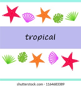 starfish shell tropical plant vector background starfish shell tropical plant vector background
