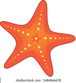 Starfish. The silhouette of a starfish coral color isolated on a white background. Star icon in cartoon style. Summer, vector illustration.