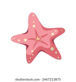 Starfish. The silhouette of a starfish coral color isolated on a white background. Star icon in cartoon style. Summer, vector illustration on white background.