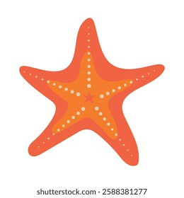 Starfish. The silhouette of a starfish coral color isolated on a white background. Star icon in cartoon style.