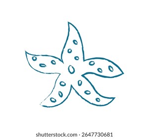Starfish silhouette doodle chalk style. Marine creature outline. Ocean life concept, flat texture, potential for various uses.