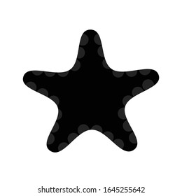 Starfish silhouette in flat style isolated on white background. Vector illustration for your design. Summer cartoon starfish. Underwater animal.