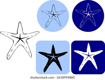 Starfish Silhouette Logo Image on colored Background. Vector graphic line ink illustration suitable for website and application design needs. application design related to starfish.
