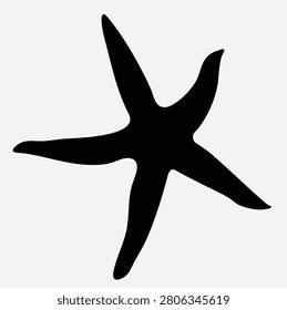 Starfish Silhouette Vector Isolated on White