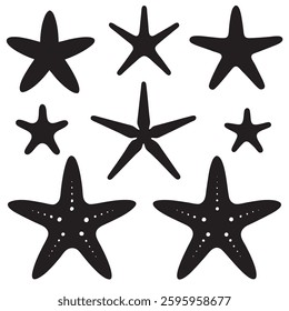 Starfish silhouettes bundle Starfish black icon summer exotic beach symbol