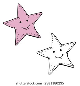 A starfish. Simple design outline style. For coloring book, coloring page and more. You can change color you want. Vector illustration. 