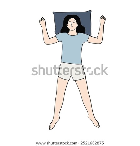 Starfish sleep position illustration vector