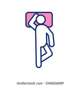 Starfish Sleep Position RGB Color Icon. Practicing Sleep On Back With Legs And Arms Spread Out. Maintaining Spine Alignment. Sleeping Posture. Relieving Back Pain. Isolated Vector Illustration