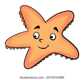 Starfish smiling isolated on white background