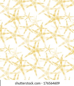 Starfish, stars seamless pattern on white background