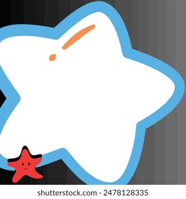 Starfish with sticker suitable for marine themed designs, beach promotions, ocean conservation graphics, and children educational materials. Vibrant and eye catching.