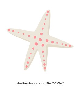 Starfish for summer design elements isolated on white background. Sea icon in cartoon style. Vector illustration. Sea shells doodle collection. Different seashells, starfish, isolated on white backgro