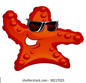 starfish in sunglasses