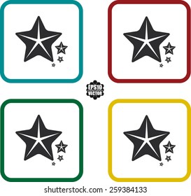 Starfish Symbol And Icons Set On White Background And Colorful Border. Vector illustration. 