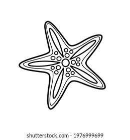 Starfish with thin beams outlined for coloring page isolated on white background