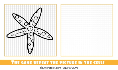 Starfish with thin long beams the game repeat the picture in the cells