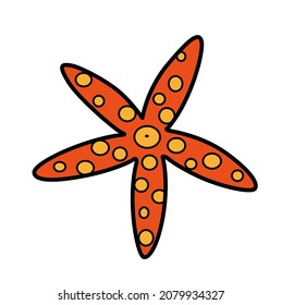Starfish with thin long beams outlined for coloring page isolated on white background