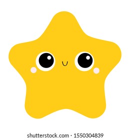 Starfish toy icon. Big eyes, claws. Cute cartoon kawaii funny baby character. Sea ocean animal collection. Yellow star. Flat design. Kids print. White background. Isolated. Vector illustration