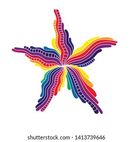 starfish tropical isolated icon. Vector illustration. Hand drawn ink sketch of starfish. Underwater fauna and sea animals. Graphic vintage element. Isolated on white background